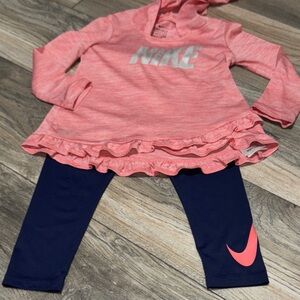 Toddler Girl Nike Dri-FIT Ruffle Trim Pullover Hoodie & Leggings Set Sz 3T